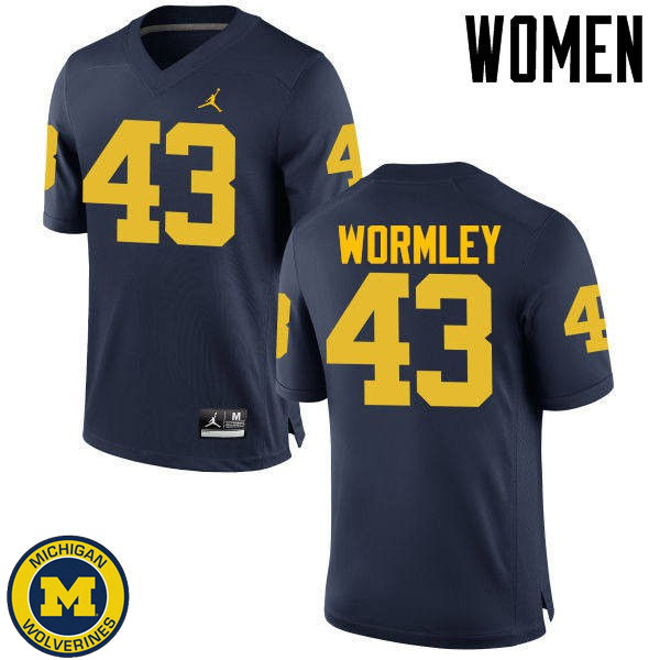 Women's Michigan Wolverines #43 Chris Wormley Navy Stitched Football Jersey